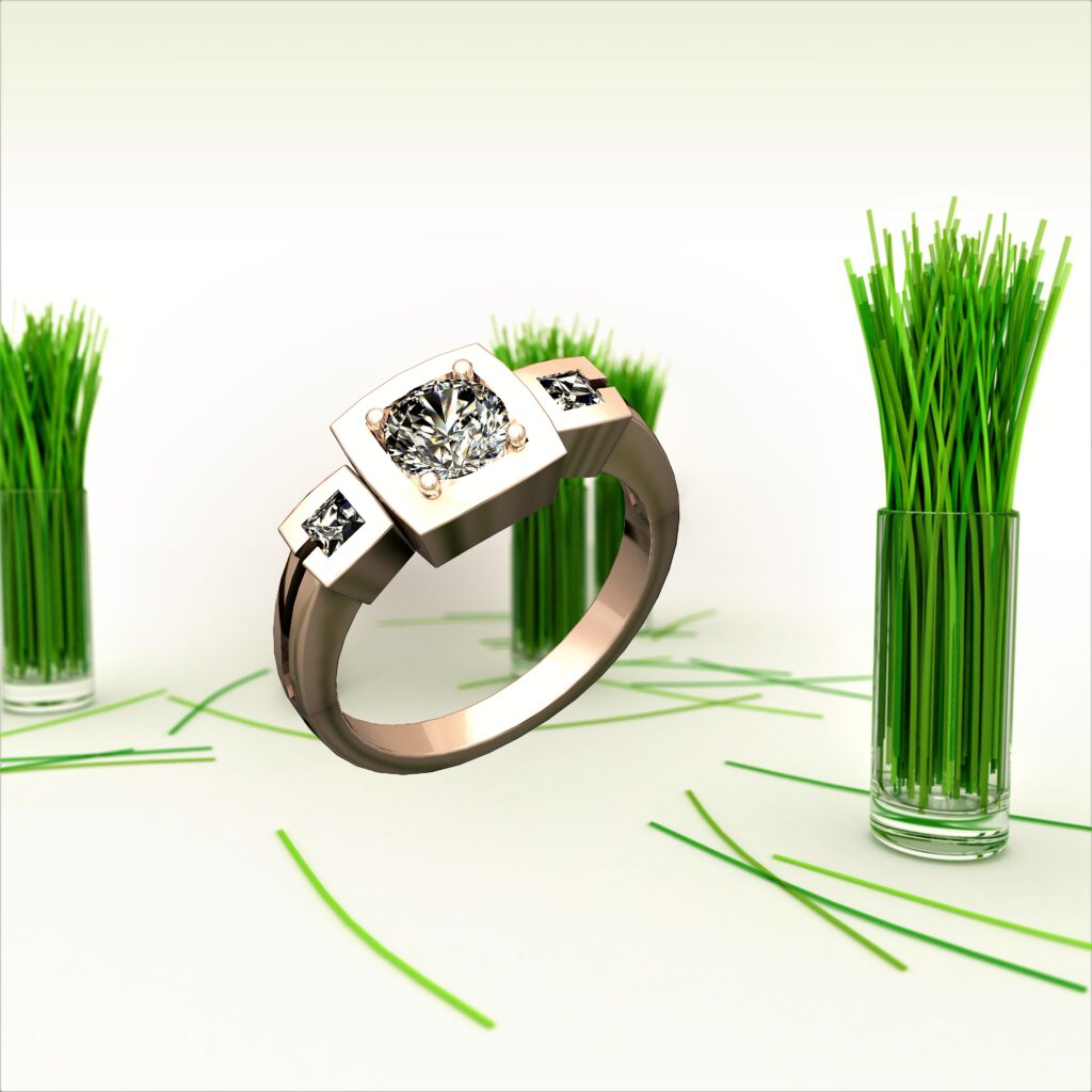 Bague en or Rose 18 Carats triple diamants