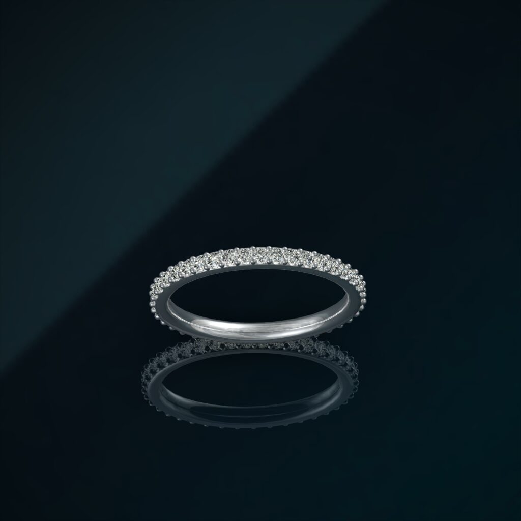 Bague Alliance Fine Perlée en Or Blanc 18 Carats et Diamants