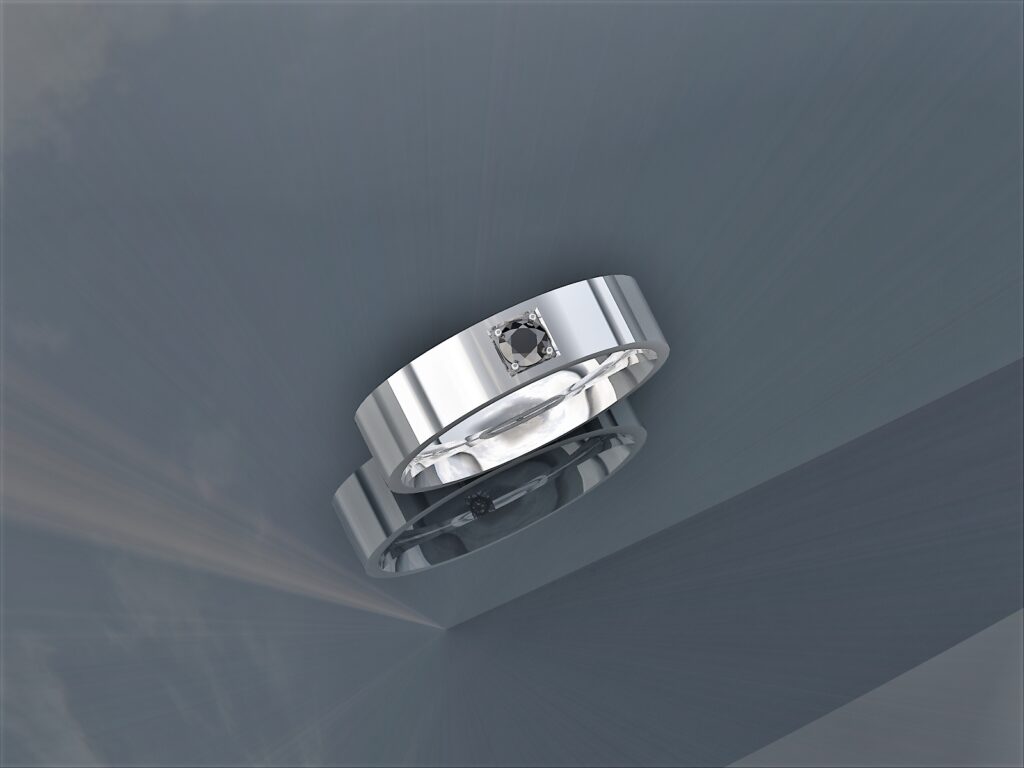 Bague Ruban en Or Blanc 18 Carats et Diamant Noir