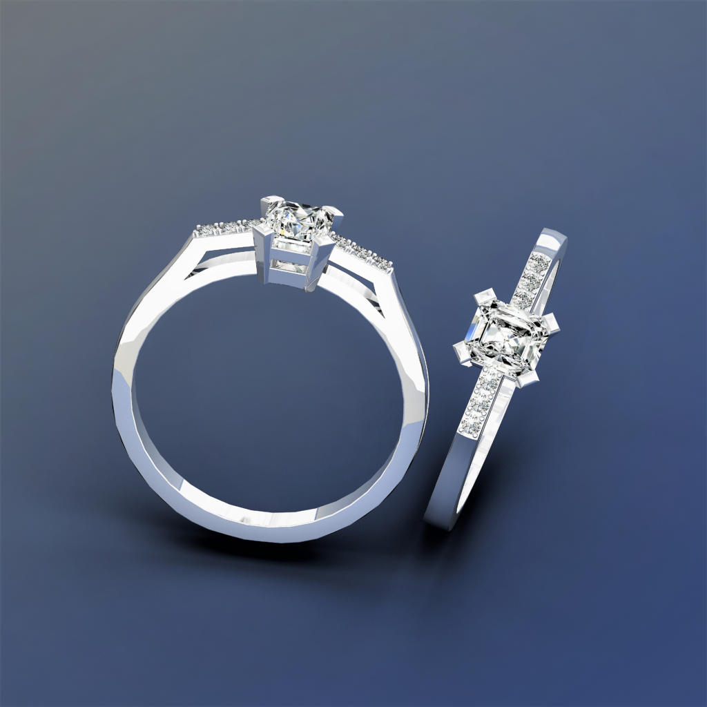 Bague Solitaire Cathédrale en Or Blanc 18 Carats, Diamant