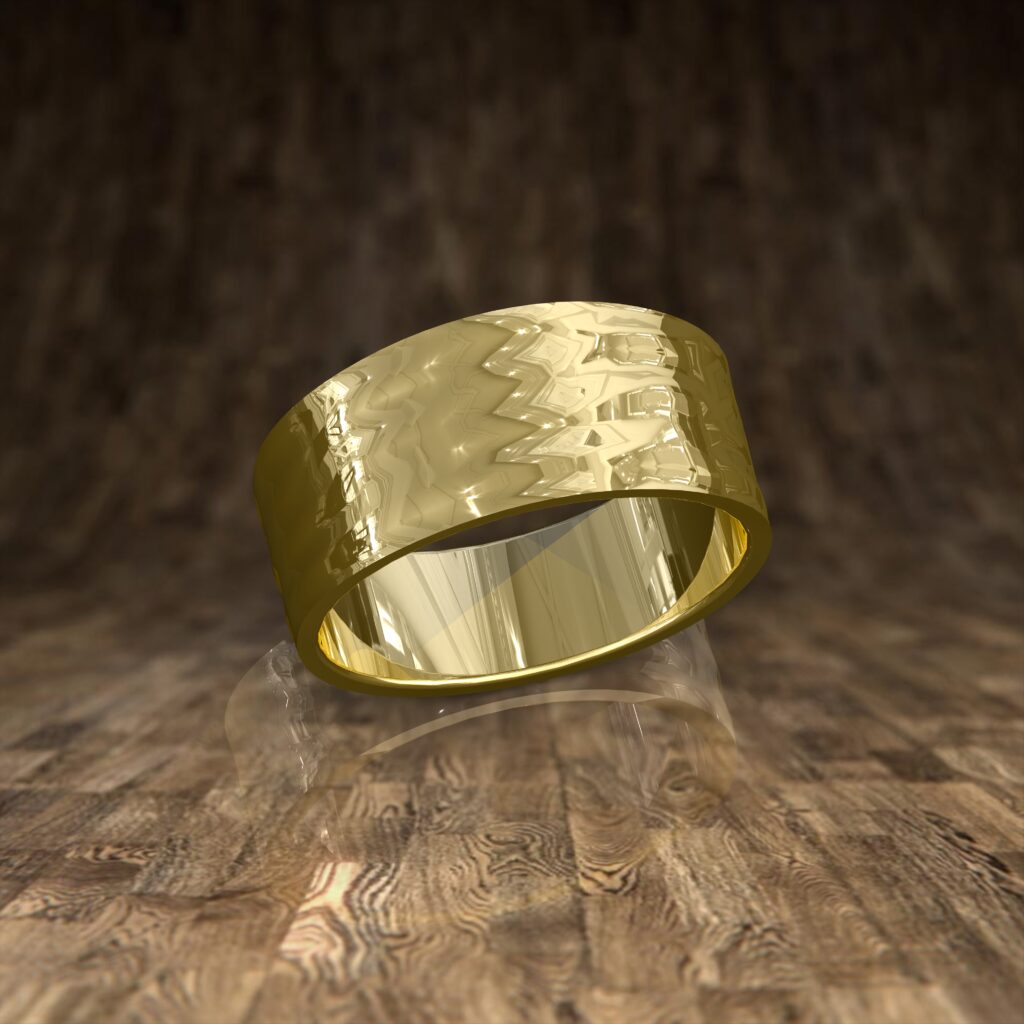 Bague Bandeau Martelée en Or Jaune 18 Carats