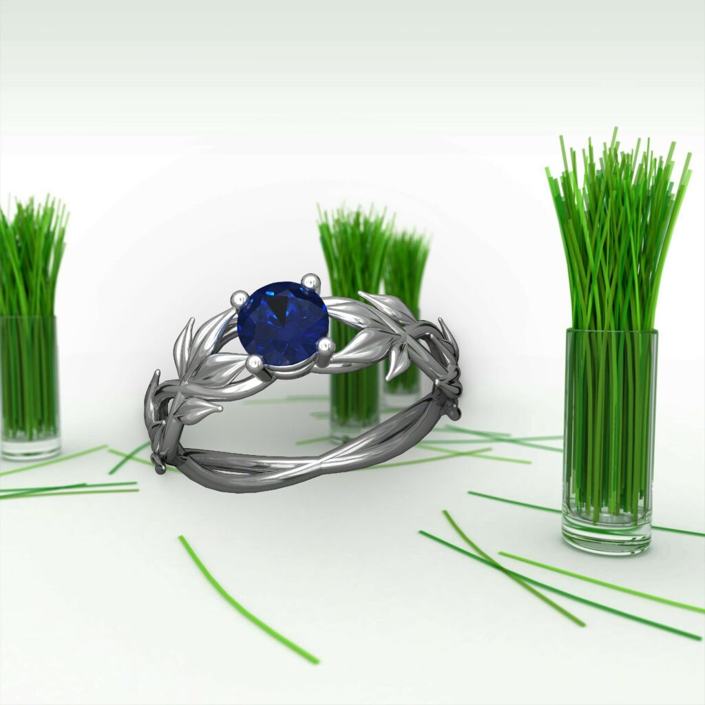 Solitaire Bucolique « Couronne de Laurier » Saphir