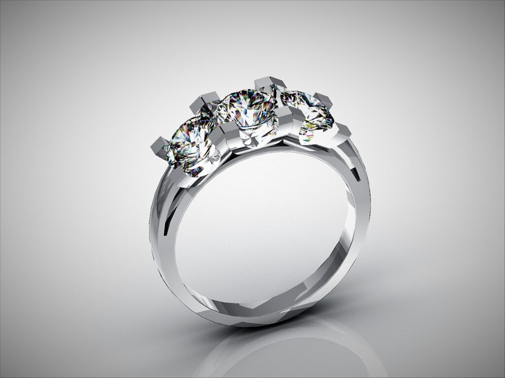 Bague Triple Diamants Or Blanc