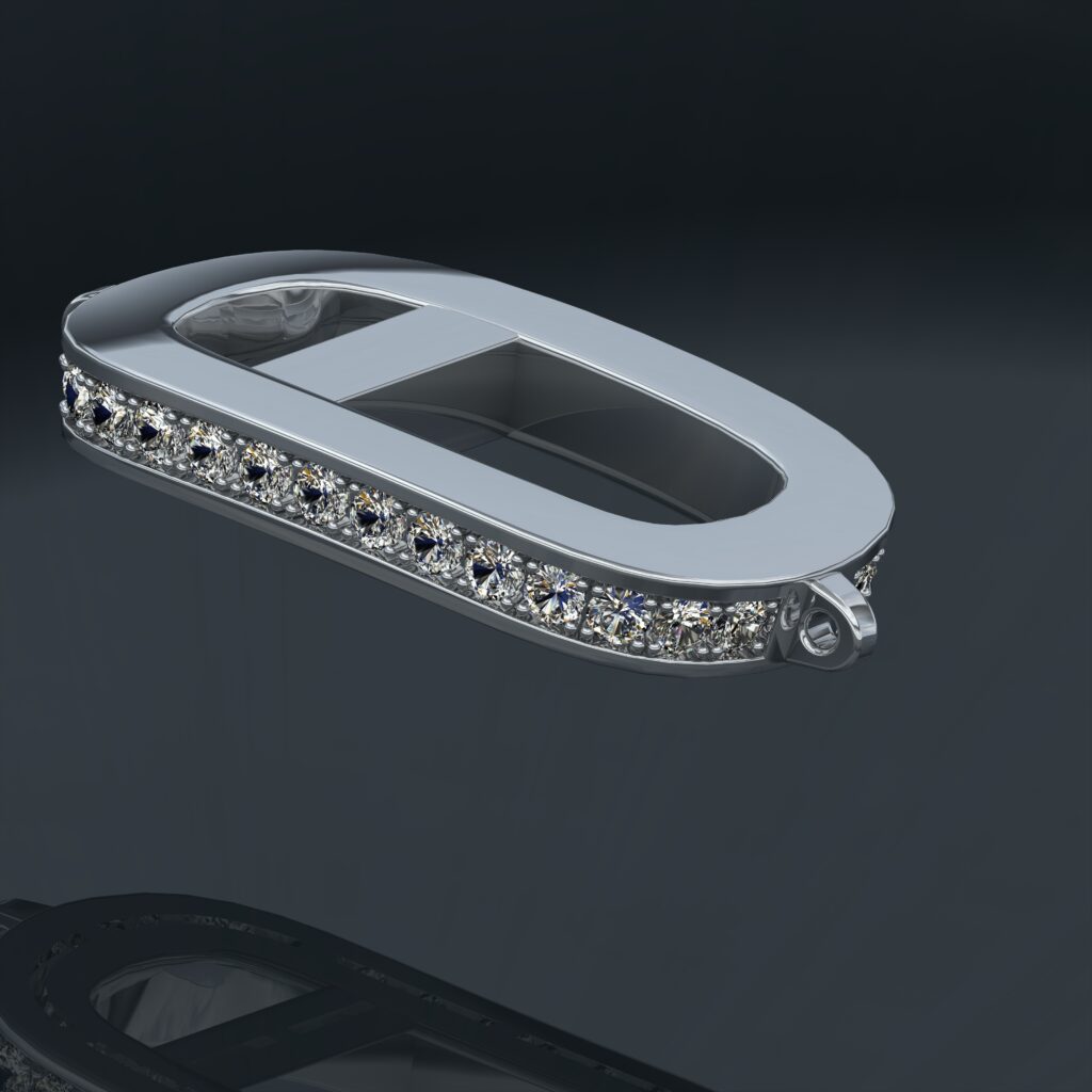 Maillon de Bracelet en Or Blanc 18 Carats et Diamants